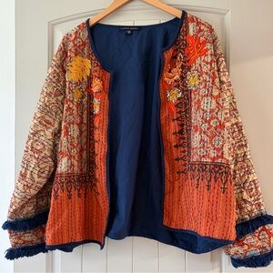INDIGO MOON 3X Jacket Art to Wear Bohemian Embroidered Beaded Sequin 100% Cotton